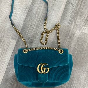 Teal Velvet GG Women Bag